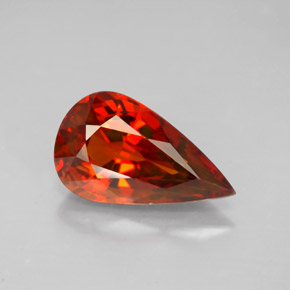4.03 ct Orange Spessartite Garnet Gemstone, Spessartite Garnet Gem in Pear Facet Shape for Sale.