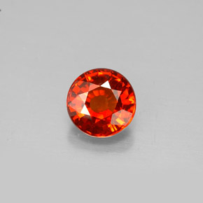 0.91 ct Orange Spessartite Garnet Gemstone, Spessartite Garnet Gem in Round Facet Shape for Sale.
