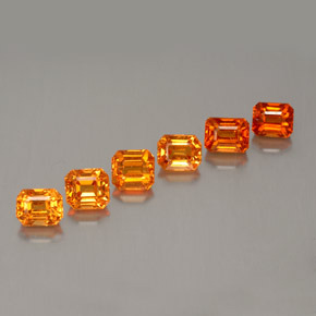 3.42 ctw Orange Spessartite Garnet Gemstones, Spessartite Garnet Gems in Octagon Step Cut Shape for Sale.