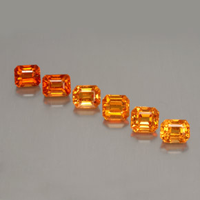 3.42 ctw Orange Spessartite Garnet Stones, Natural Spessartite Garnet in Octagon Step Cut Shape for Sale