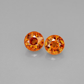 1.61 ct Orange Spessartite Garnet Gemstone, Spessartite Garnet Gem in Round Facet Shape for Sale.