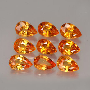 5.25 ct Orange Spessartite Garnet Gemstone, Spessartite Garnet Gem in Pear Facet Shape for Sale.