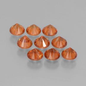 Spessartite Garnet Gemstones in 3.8 mm Size for Sale, Spessartite Garnet Stones in Deep Orange Color