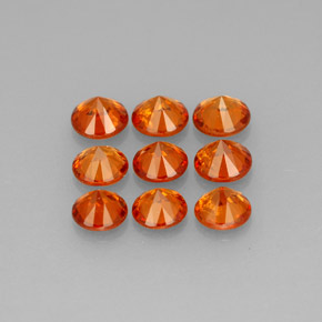 Spessartite Garnet Gemstone in 3.5 mm (calibrated) Size for Sale, Spessartite Garnet Stone in Mandarin Orange Color