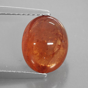4.91 ct Orange Spessartite Garnet Gemstone, Spessartite Garnet Gem in Oval Cabochon Shape for Sale.