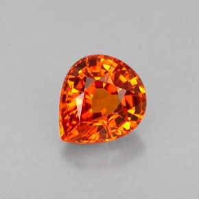 0.77 ct Orange Spessartite Garnet Gemstone, Spessartite Garnet Gem in Pear Facet Shape for Sale.