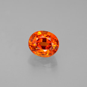 1.37 ct Orange Spessartite Garnet Gemstone, Spessartite Garnet Gem in Oval Facet Shape for Sale.