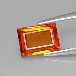 1.38 ct Orange Spessartite Garnet Gemstone, Spessartite Garnet Gem in Baguette Facet Shape for Sale.