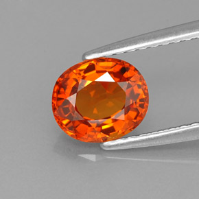 1.61 ct Orange Spessartite Garnet Gemstone, Spessartite Garnet Gem in Oval Facet Shape for Sale.