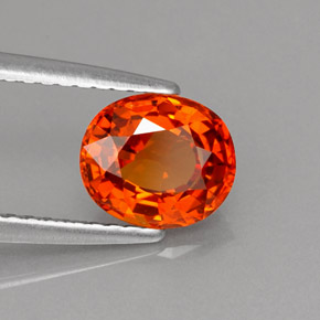 1.61 ct Orange Spessartite Garnet Stone, Natural Spessartite Garnet in Oval Facet Shape for Sale
