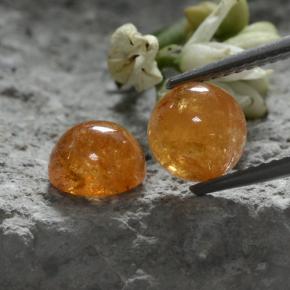 4.44 ctw Orange Spessartite Garnet Gemstones, Spessartite Garnet Gems in Round Cabochon Shape for Sale.