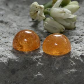 4.44 ctw Orange Spessartite Garnet Stones, Natural Spessartite Garnet in Round Cabochon Shape for Sale