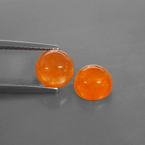 4.64 ct Orange Spessartite Garnet Gemstone, Spessartite Garnet Gem in Round Cabochon Shape for Sale.