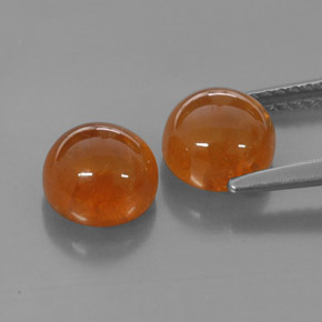 5.12 ct Orange Spessartite Garnet Gemstone, Spessartite Garnet Gem in Round Cabochon Shape for Sale.