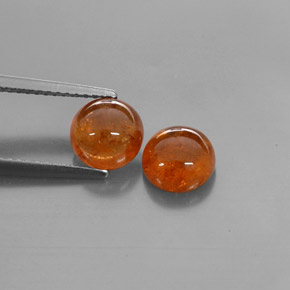 4.35 ct Orange Spessartite Garnet Gemstone, Spessartite Garnet Gem in Round Cabochon Shape for Sale.