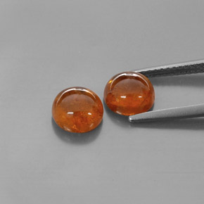 Spessartite Garnet Gemstone in 7 mm (calibrated) Size for Sale, Spessartite Garnet Stone in Mandarin Orange Color