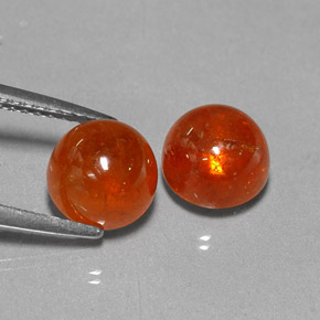 6.05 ct Orange Spessartite Garnet Gemstone, Spessartite Garnet Gem in Round Cabochon Shape for Sale.