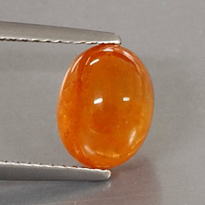 3.98 ct Orange Spessartite Garnet Gemstone, Spessartite Garnet Gem in Oval Cabochon Shape for Sale.