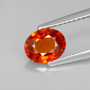 1.29 ct Orange Spessartite Garnet Gemstone, Spessartite Garnet Gem in Oval Facet Shape for Sale.