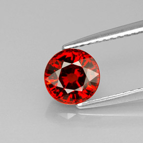 1.58 ct Orange Spessartite Garnet Gemstone, Spessartite Garnet Gem in Round Facet Shape for Sale.