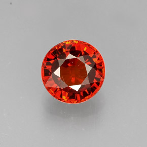 1.43 ct Orange Spessartite Garnet Gemstone, Spessartite Garnet Gem in Round Facet Shape for Sale.