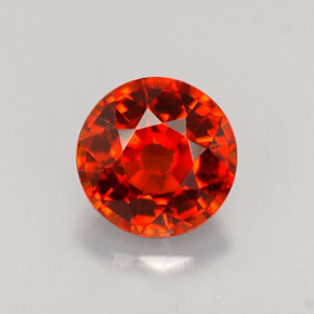 1.37 ct Orange Spessartite Garnet Gemstone, Spessartite Garnet Gem in Round Facet Shape for Sale.