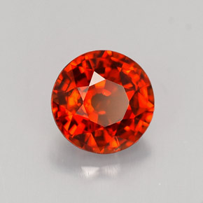 1.37 ct Orange Spessartite Garnet Stone, Natural Spessartite Garnet in Round Facet Shape for Sale