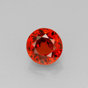 1.34 ct Orange Spessartite Garnet Gemstone, Spessartite Garnet Gem in Round Facet Shape for Sale.