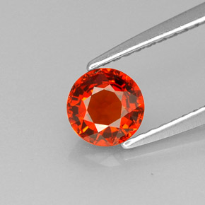 0.83 ct Orange Spessartite Garnet Gemstone, Spessartite Garnet Gem in Round Facet Shape for Sale.