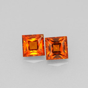 0.78 ct Orange Spessartite Garnet Gemstone, Spessartite Garnet Gem in Princess-Cut Shape for Sale.