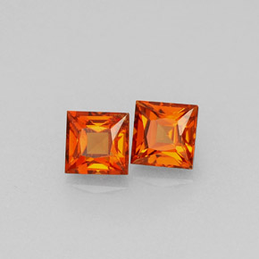 0.78 ct Orange Spessartite Garnet Stone, Natural Spessartite Garnet in Princess-Cut Shape for Sale