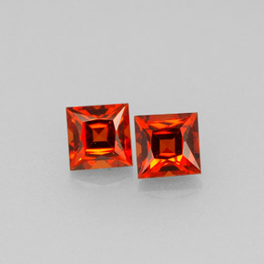 0.81 ct Orange Spessartite Garnet Gemstone, Spessartite Garnet Gem in Princess-Cut Shape for Sale.