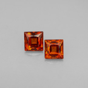 0.84 ct Orange Spessartite Garnet Gemstone, Spessartite Garnet Gem in Princess-Cut Shape for Sale.