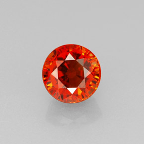 1.30 ct Orange Spessartite Garnet Gemstone, Spessartite Garnet Gem in Round Facet Shape for Sale.