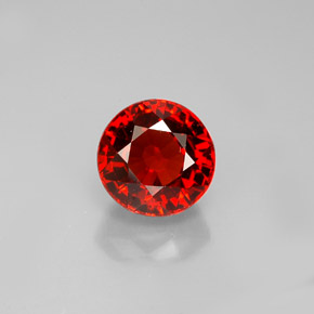 1.69 ct Orange Spessartite Garnet Gemstone, Spessartite Garnet Gem in Round Facet Shape for Sale.