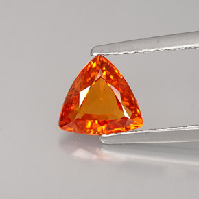 1.25 ct Orange Spessartite Garnet Gemstone, Spessartite Garnet Gem in Trillion Facet Shape for Sale.