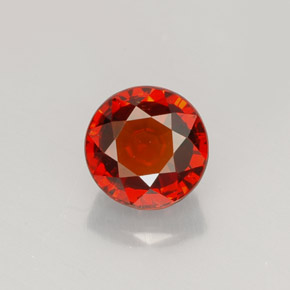 1.47 ct Orange Spessartite Garnet Gemstone, Spessartite Garnet Gem in Round Facet Shape for Sale.