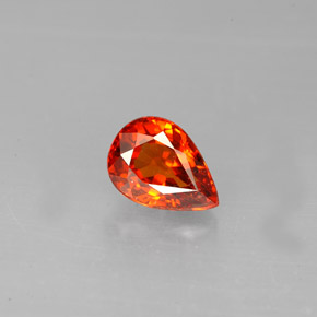 1.39 ct Orange Spessartite Garnet Gemstone, Spessartite Garnet Gem in Pear Facet Shape for Sale.