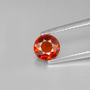 1.24 ct Orange Spessartite Garnet Gemstone, Spessartite Garnet Gem in Round Facet Shape for Sale.