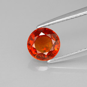 1.28 ct Orange Spessartite Garnet Gemstone, Spessartite Garnet Gem in Round Facet Shape for Sale.
