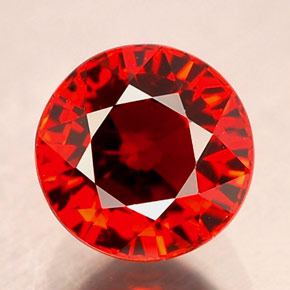 1.39 ct Red Spessartite Garnet Gemstone, Spessartite Garnet Gem in Round Facet Shape for Sale.