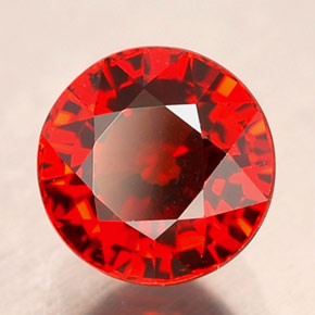1.39 ct Red Spessartite Garnet Stone, Natural Spessartite Garnet in Round Facet Shape for Sale