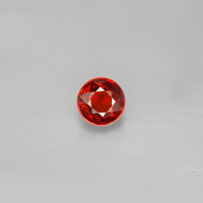 0.79 ct Red Spessartite Garnet Gemstone, Spessartite Garnet Gem in Round Facet Shape for Sale.