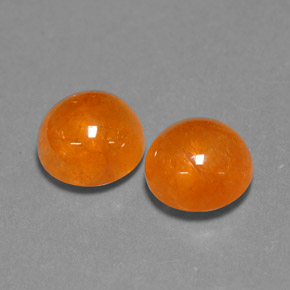 6.04 ct Orange Spessartite Garnet Gemstone, Spessartite Garnet Gem in Round Cabochon Shape for Sale.