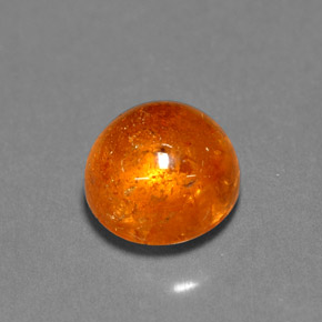 3.93 ct Orange Spessartite Garnet Gemstone, Spessartite Garnet Gem in Round Cabochon Shape for Sale.