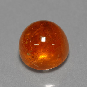 3.42 ct Orange Spessartite Garnet Gemstone, Spessartite Garnet Gem in Round Cabochon Shape for Sale.