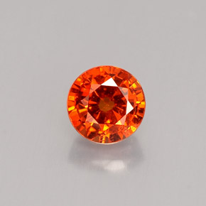 1.22 ct Orange Spessartite Garnet Gemstone, Spessartite Garnet Gem in Round Facet Shape for Sale.