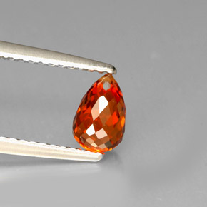 1.36 ct Orange Spessartite Garnet Stone, Natural Spessartite Garnet in Briolette with Hole Shape for Sale