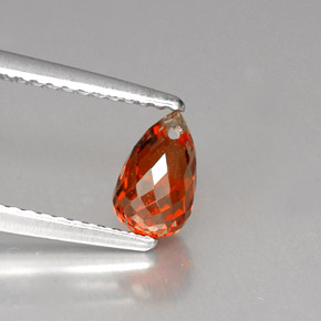 1.28 ct Orange Spessartite Garnet Stone, Natural Spessartite Garnet in Briolette with Hole Shape for Sale