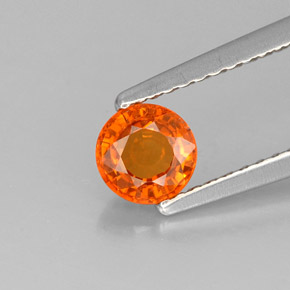 0.71 ct Orange Spessartite Garnet Gemstone, Spessartite Garnet Gem in Round Facet Shape for Sale.